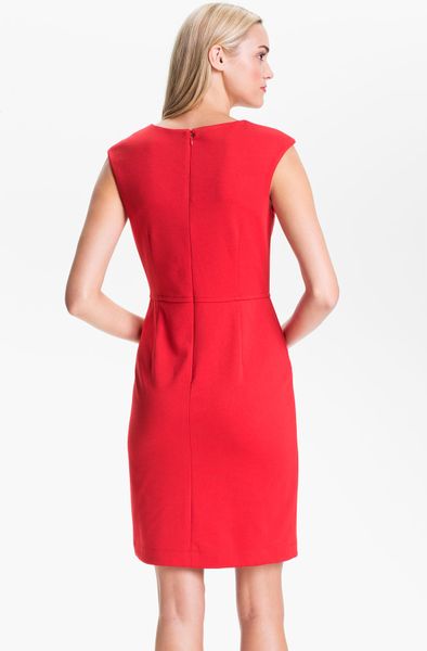 Calvin Klein Zip Pocket Ponte Sheath Dress Petite in Red Calvin Klein Zip Pocket Ponte Sheath Dress Petite in Red
