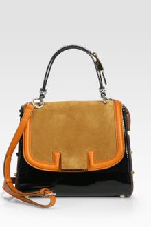 Fendi Silvana Suede Patent Leather Python Bag - Lyst