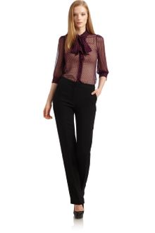 Halston Heritage Polka Dot Tieneck Blouse - Lyst