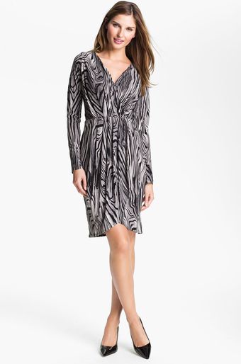 Karen Kane Pleated Faux Wrap Dress - Lyst