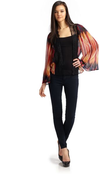 Love Sam Ethnic Print Lace Trim Cardigan - Lyst