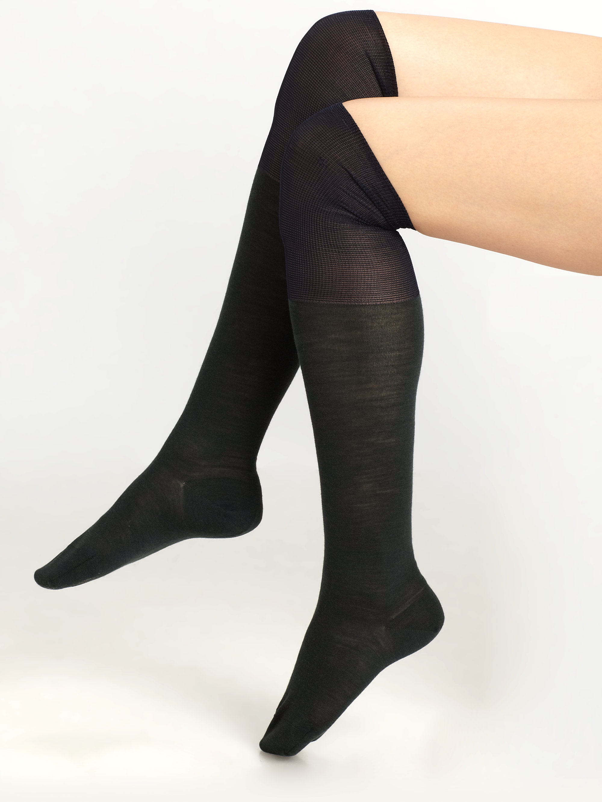 Maria La Rosa Semisheer Overtheknee Socks In Black Grey Lyst