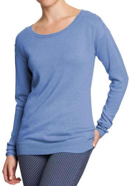 Old Navy Lightweight Buttonshoulder Sweaters in Blue (spring a leak)