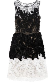 Oscar de la Renta Chantilly Lace and Organza Dress - Lyst