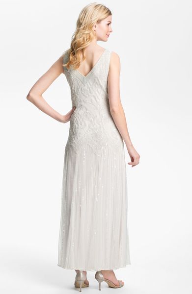 pisarro nights sequin mesh gown