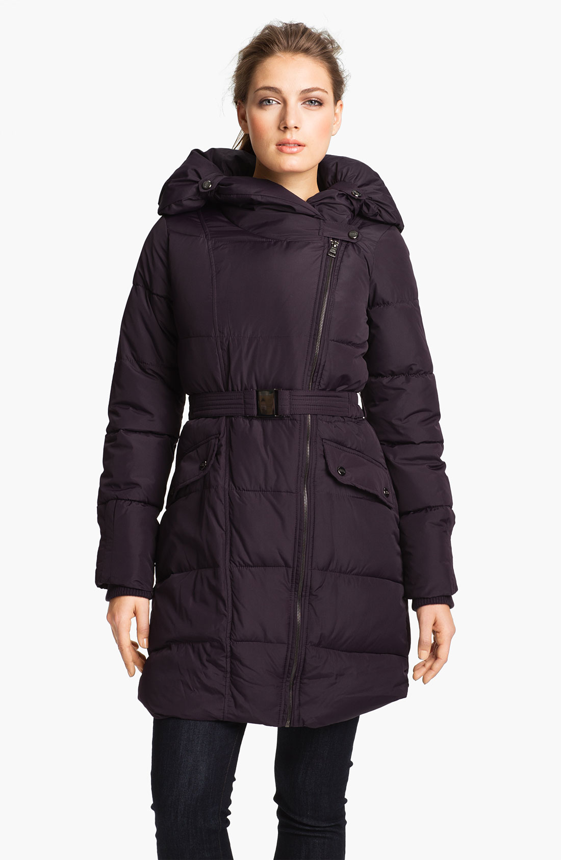 Steve Madden Asymmetrical Quilted Coat in Purple (plum) | Lyst