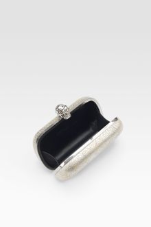 Alexander McQueen Metallic Leather Skull Box Clutch - Lyst