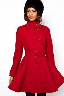 ASOS Collection Asos Fit and Flare Belted Coat - Lyst