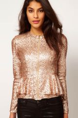ASOS Collection Jacket with Peplum in Baby Sequin
