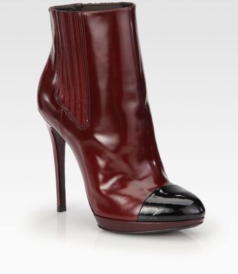 B Brian Atwood Fragola Leather and Patent Leather Ankle Boots - Lyst
