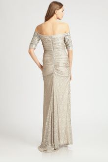 Badgley Mischka Off-the-shoulder Lace Gown - Lyst