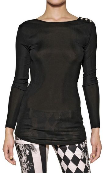 Balmain Long Sleeved Viscose Jersey Top - Lyst