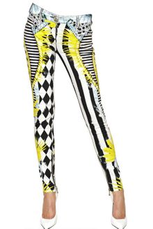 Balmain Printed Cotton Stretch Denim Jeans - Lyst