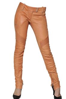 Balmain Stretch Nappa Leather Biker Trousers - Lyst