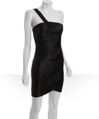 BCBGMAXAZRIA Black Sateen Woven One Shoulder Party Dress - Lyst