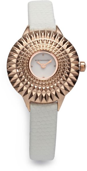 BCBGMAXAZRIA Textured Bezel Stainless Steel Watchwhite - Lyst