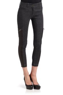 Cut 25 By Yigal Azrouel Leather Over-Washed Denim Pants - Lyst