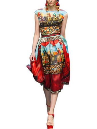 Dolce & Gabbana Puppets Printed Silk Organza Dress - Lyst
