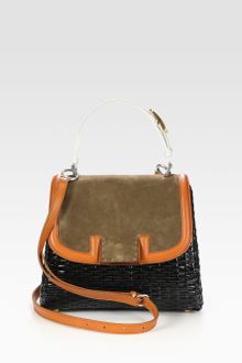 Fendi Silvana Raffia Suede Leather Bag - Lyst