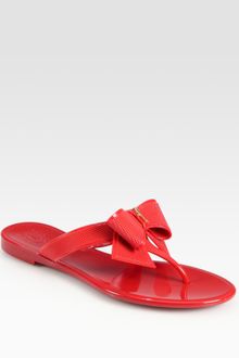 Ferragamo Bali Jelly Bow Thong Sandals - Lyst
