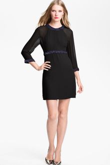 French Connection Beaded Trim Silk Chiffon Dress - Lyst