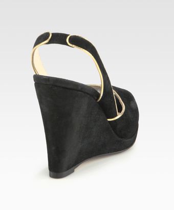 Kors By Michael Kors Vivian Suede Metallic Leather Wedge Sandals - Lyst