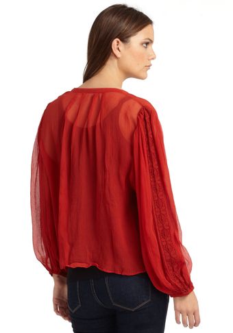 Love Sam Tie-front Silk Blouse bright Red - Lyst