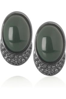 Oscar de la Renta Crystalembellished Gunmetaltone and Resin Clip Earrings - Lyst