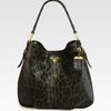 Prada Cavallino Leopard Print Hair Calf Hobo in Black (olive-black) - Lyst