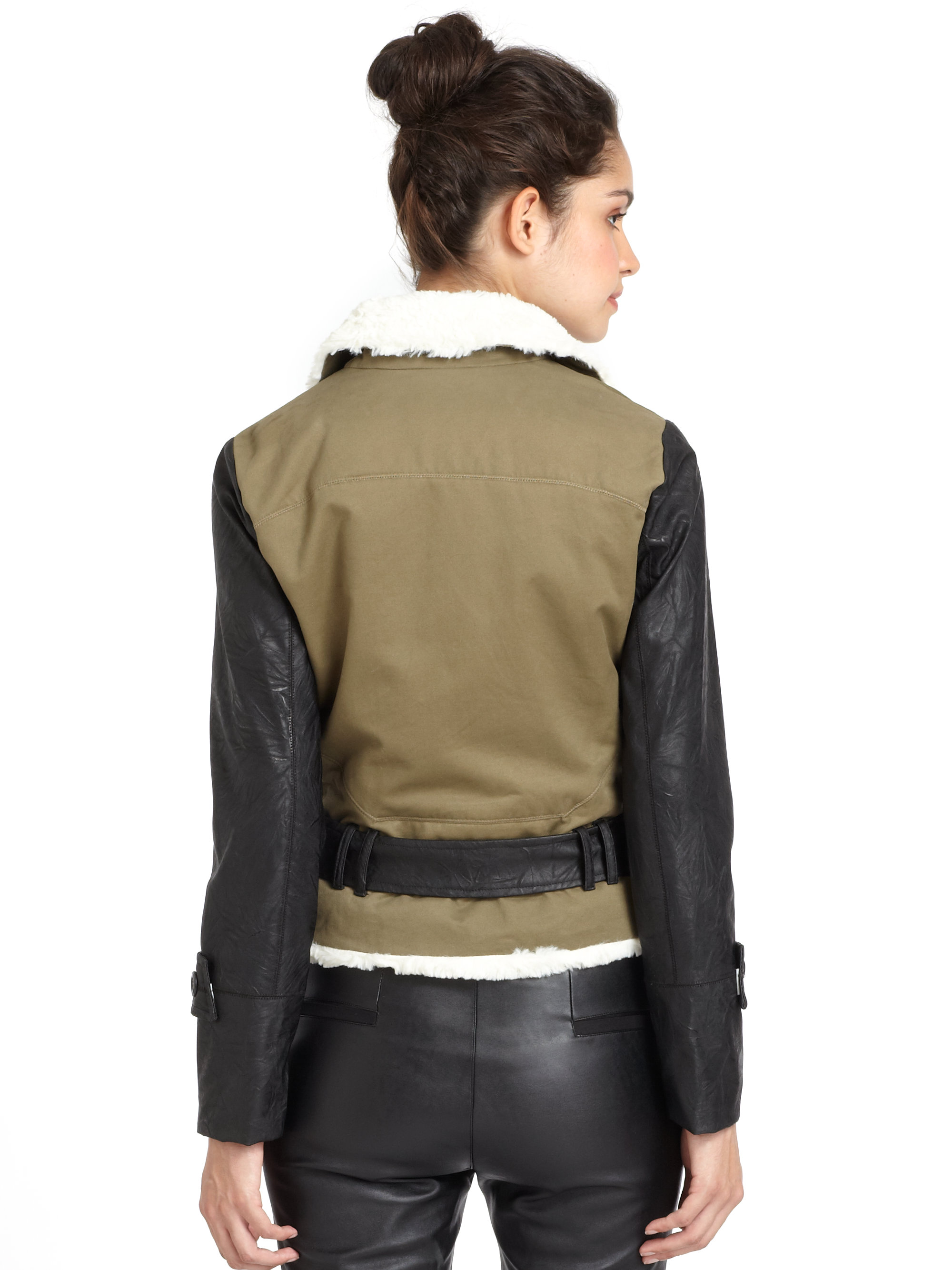 Lyst W By Walter Baker Moto Jacket In Green