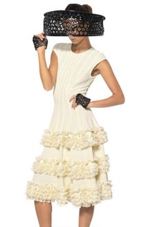 Alexander McQueen Silk Lace Ruffles On Viscose Knit Dress - Lyst
