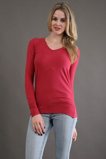 Re.set V-Neck Tee in Raspberry - Lyst