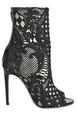 Balmain 110mm Guipure Lace Open Toe Boots