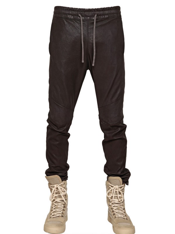 Balmain Nappa Leather Jogging Pants in Black for Men | Lyst