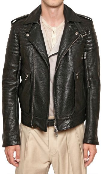 Balmain Nappa Leather Biker Jacket - Lyst
