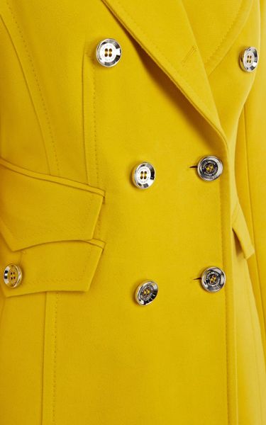 Karen Millen Military Moleskin Coat in Yellow | Lyst