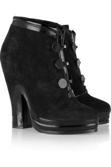 Marc Jacobs Patent Trimmed Suede Ankle Boots - Lyst
