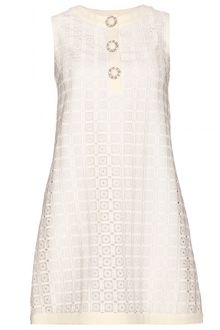 Miu Miu Shift Dress with Macramé Appliqué - Lyst