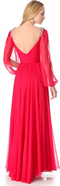 Reem Acra Flowing Bell Sleeve Dress - Lyst