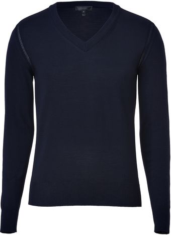 Belstaff Dark Navy Wool Feniton Vneck Pullover - Lyst