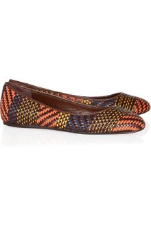Burberry Prorsum Woven Leather and Raffia Ballet Flats - Lyst