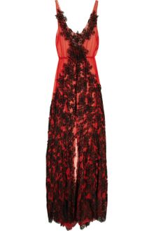 Rosamosario Rosso Disera Laceappliquéd Silkchiffon Chemise - Lyst