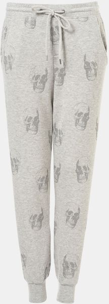 Topshop Skull Print Tapered Sweatpants - Lyst