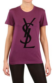 Yves Saint Laurent Logo Print Cotton Jersey T-Shirt - Lyst