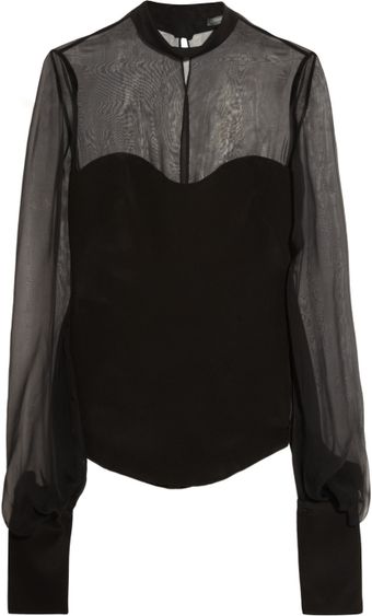 Alexander McQueen Silk and Chiffon Top - Lyst