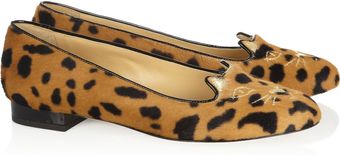 Charlotte Olympia Embroidered Animal-print Flats - Lyst
