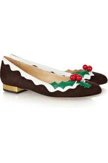 Charlotte Olympia Holly Suede and Patent Leather Flats - Lyst