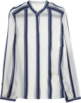Chloé Striped Silk-Chiffon Shirt - Lyst