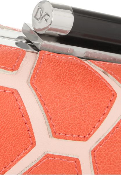 Diane Von Furstenberg Tonda Hexagon Patchwork Leather Box Clutch in Orange (blush) - Lyst