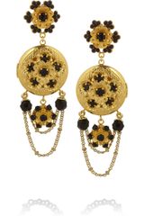 Dolce & Gabbana Goldtone Swarovski Crystal Locket Clip Earrings